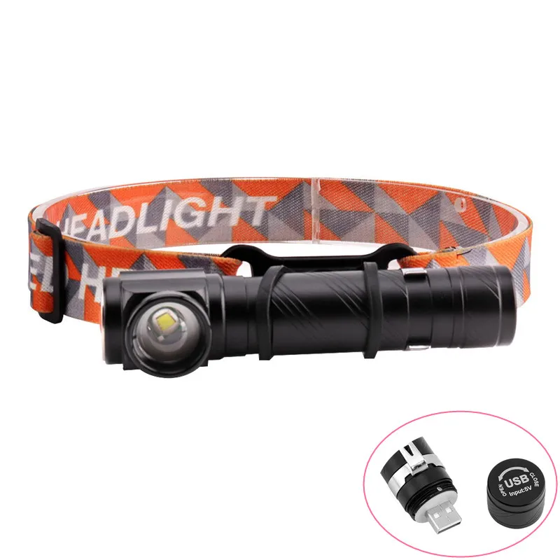 USB Handy T6 LED zoom Torch usb Головной фонарь карманный светодиодный перезаряжаемый фонарик