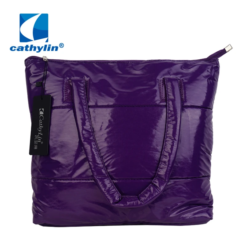 Cathylin Winter Cotton Padded Handbags Fashion Women Bag Leisure Ladies Shoulder Tote Bag-in ...