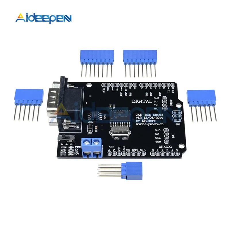 1 комплект DC 5 V-12 V MCP2515 Can Bus Shield Board SPI интерфейс 9 контактов стандартный разъем Sub-D Модуль расширения для Arduino