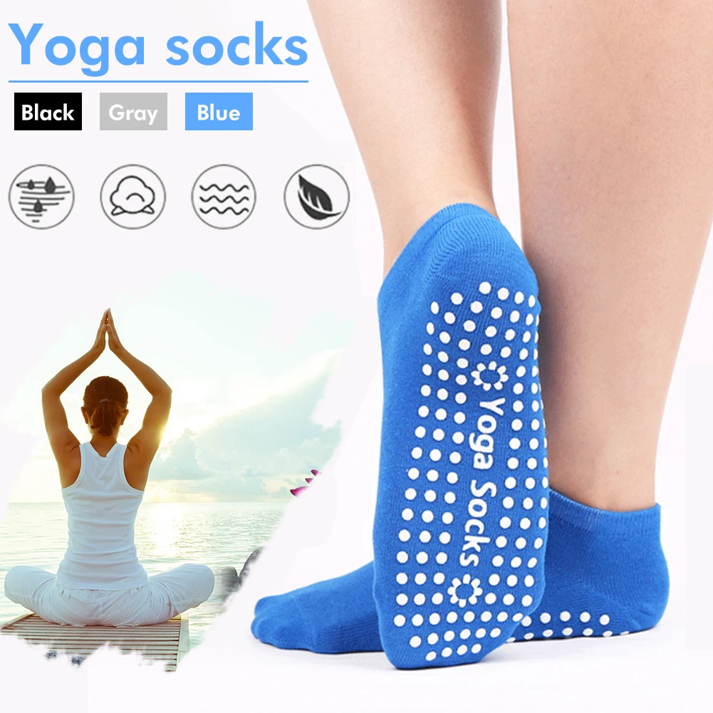 Женские спортивные цветные носки для йоги, популярные хлопковые носки для фитнеса и пилатеса, радужные спортивные Нескользящие Дышащие носки с пальцами синего цвета
