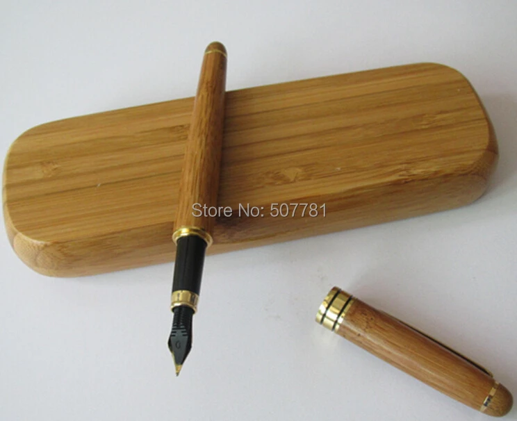 Bamboo pen+ Бамбук ящик для канцелярских подарок/канцелярские принадлежности/логотип компании/школа использования, Может гравировки логотип на них