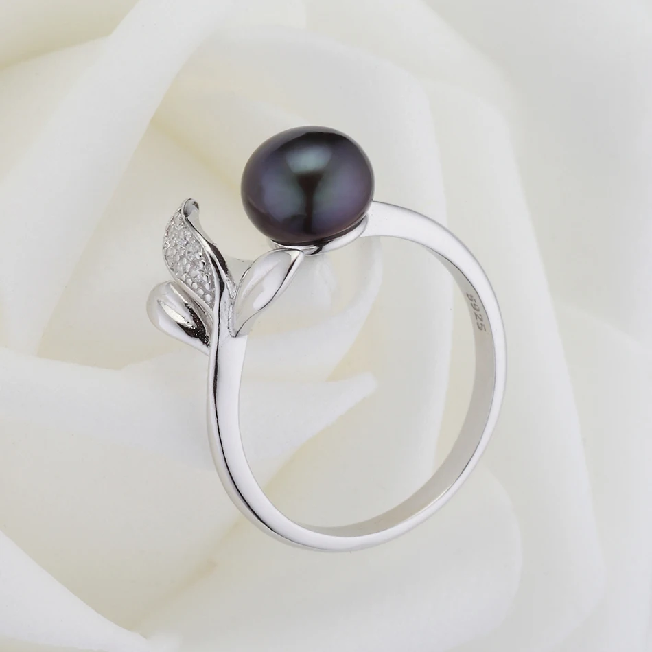 Feige, хорошее ювелирное изделие, настоящее 925 пробы, серебряное кольцо, 7-8 мм, черный пресноводный жемчуг, кольца для женщин, Ретро стиль, аксессуары, Anillos