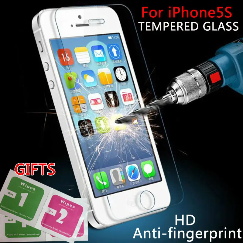 For iPhone 5s glass 0.26 mm on the for iphone 5s 7 tempered glass screen protection film for iphone 5/5s glass screen protector