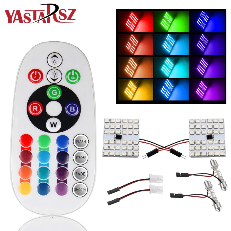 

2PCS T10 Festoon BA9S 36 LED RGB Changing Car Light+ Remote Controller Set Kit Car Automobiles Car styling Car Accessories
