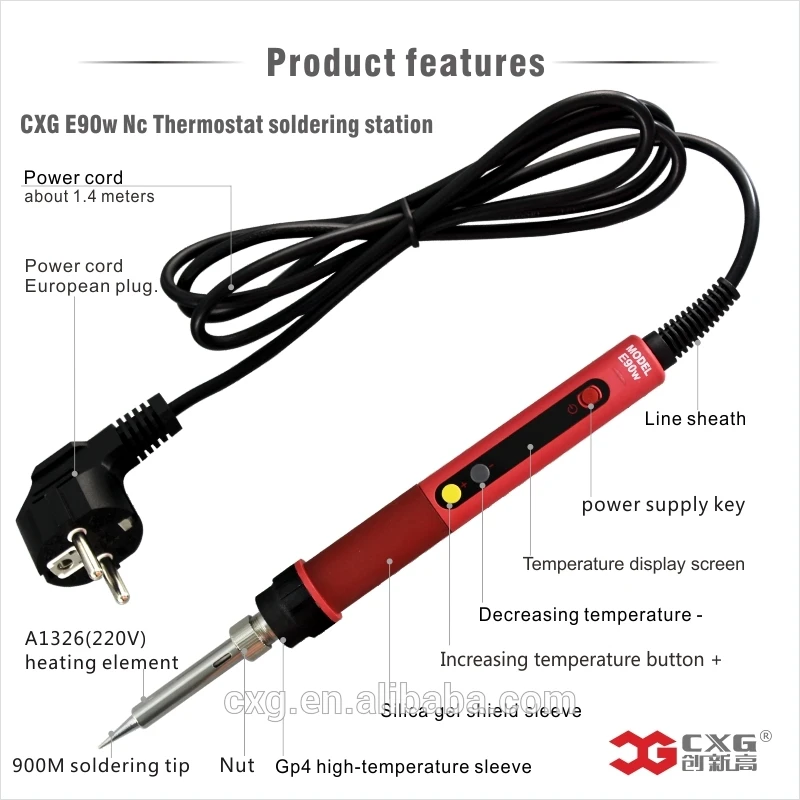 CXG E90W Electric Soldering Irons 90W 220V LED Adjustable Temperature EU plug Welding Solder Station Heat Pencil Soldering iron (2)