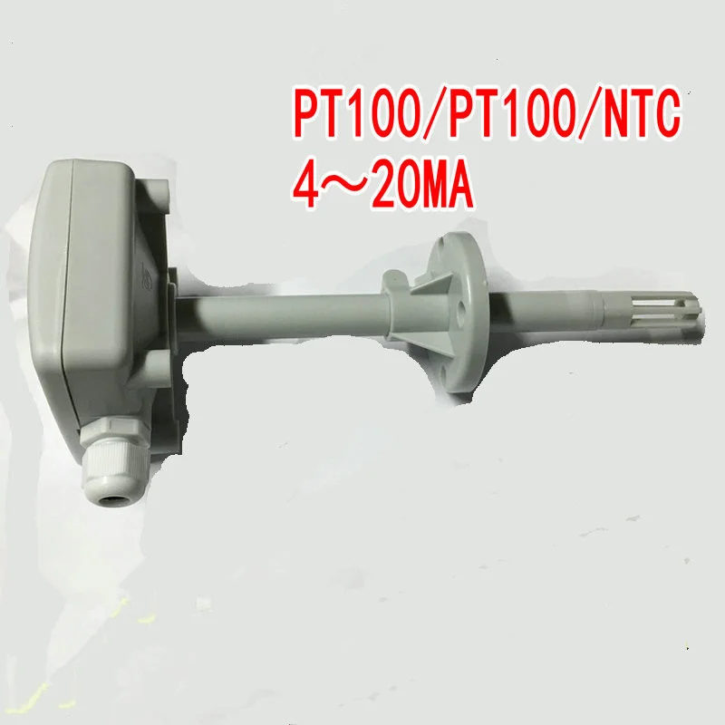 

PT100 Thermal Resistance Temperature Sensor Transmitter Duct Type 4-20Ma NTC10K NTC20K Probe Sensor shell 80*80*35mm Air duct