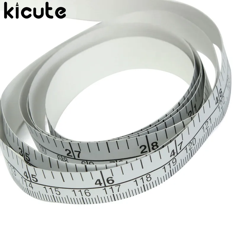 Kicute 1 шт. 150 см винил серебро мера мягкая линейка лента DIY самоклеющиеся линейка измерительная лента дома стикера Швейные инструмент