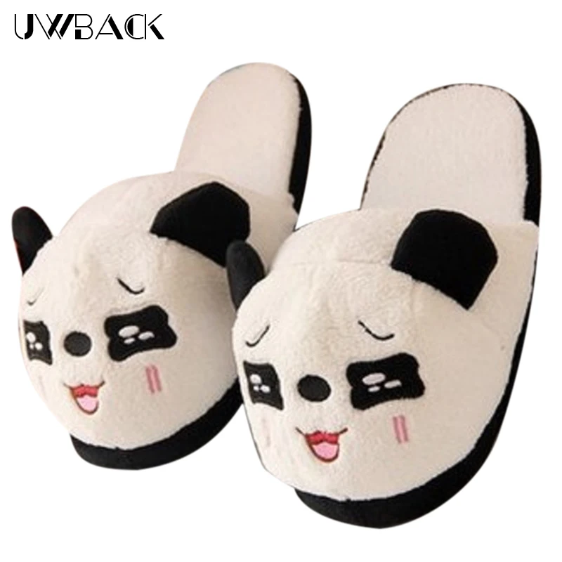 

2017 New Brand Women Winter Indoor Slippers Cotton Panda Cute Plush Pantoufle Warm Funny Animal Emoji Floor Slippers Mujer XJ124