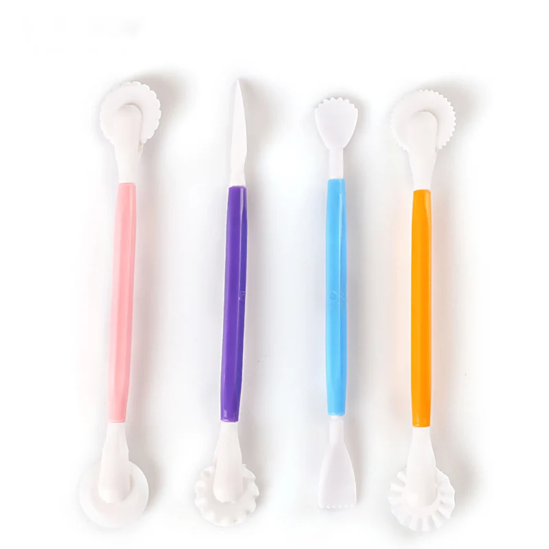 

4 Pcs Clay Tool 8 Patterns Fondant Baking Craft Tools Flower Decor Pen Pastry Carving Cutter Modelling Tools