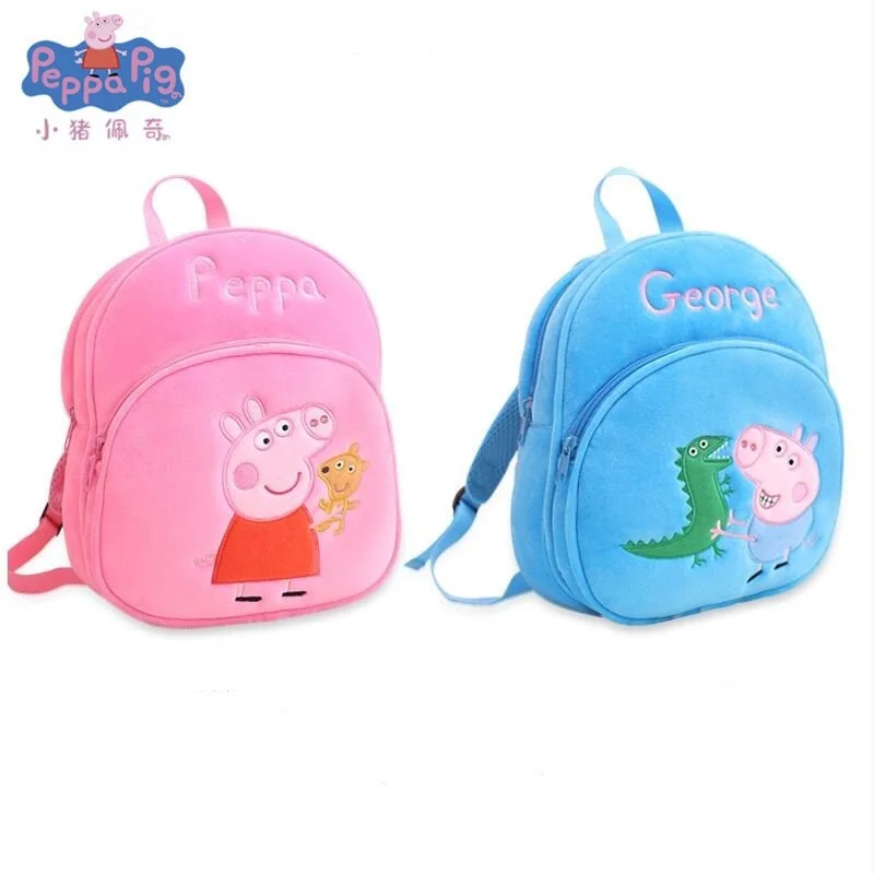 

New Arrival Genuine peppa pig toys peppa George plush backpack high quality Soft Stuffed cartoon bag Doll For Children kids toys