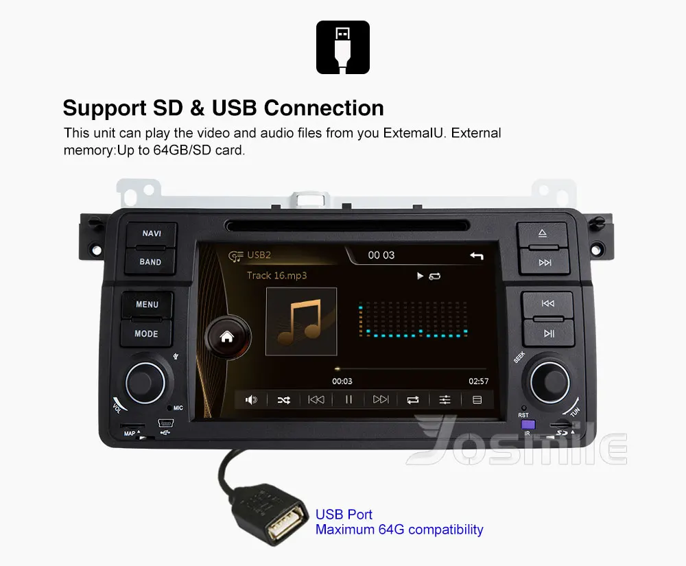 Sale Josmile Car Multimedia Player 1 Din Car Radio For BMW E46 M3 Rover 75 Coupe Navigation 318/320/325/330 GPS DVD Touring Hatchback 6