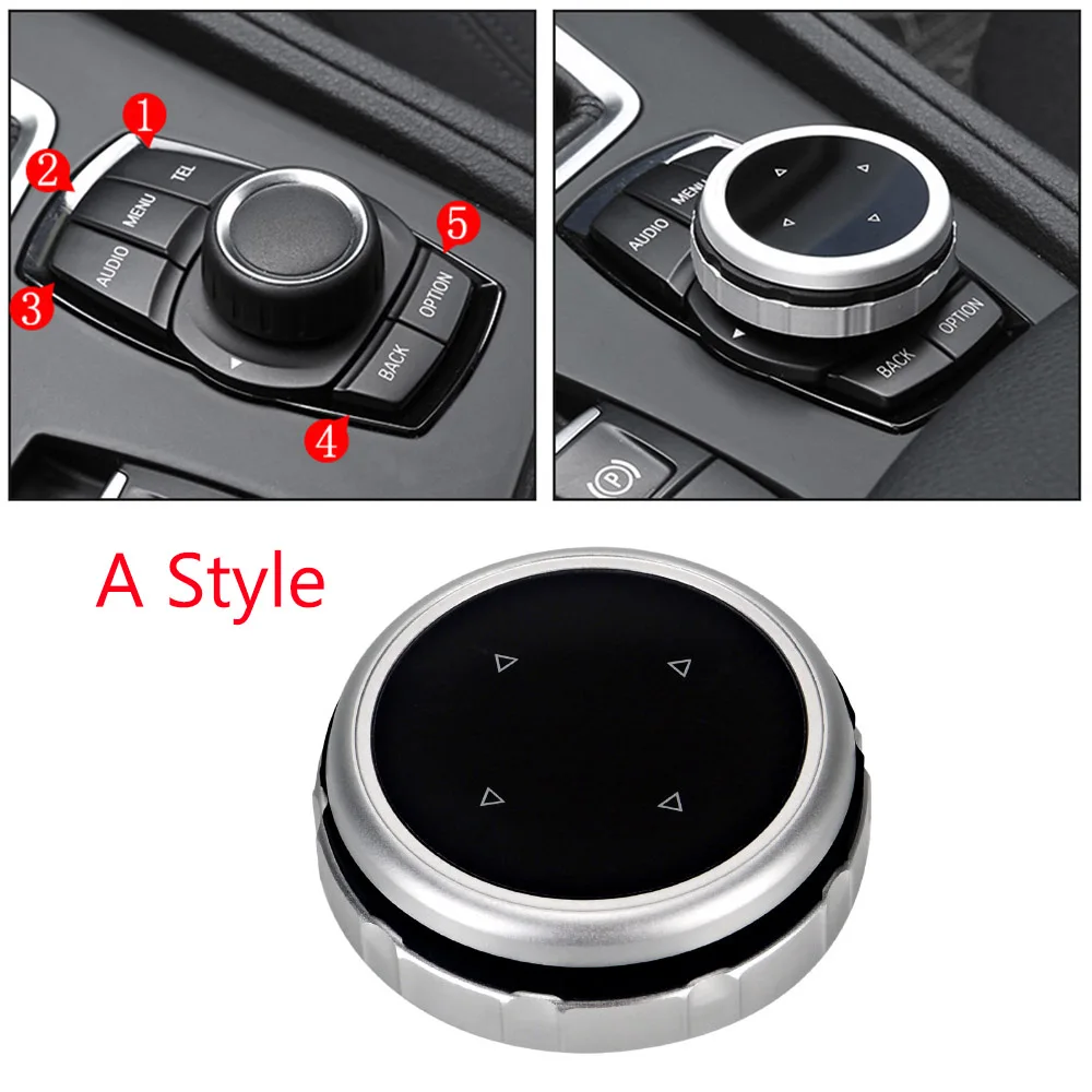При заказе 1-10 штук Алюминий мультимедиа Управление ручка кнопка Крышка Стикеры для BMW 1 2 3 4 5 серии X1 X3 X5 X6 GT-систем iDrive(F30 E90 E92 E60 E61 - Название цвета: Fit For - 5 Button