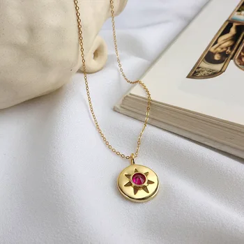 

Silvology 925 Sterling Silver Seven-pointed Astral Necklace Gold Birth Stone Pendant Necklace For Women 2019 Summer Jewelry Gift