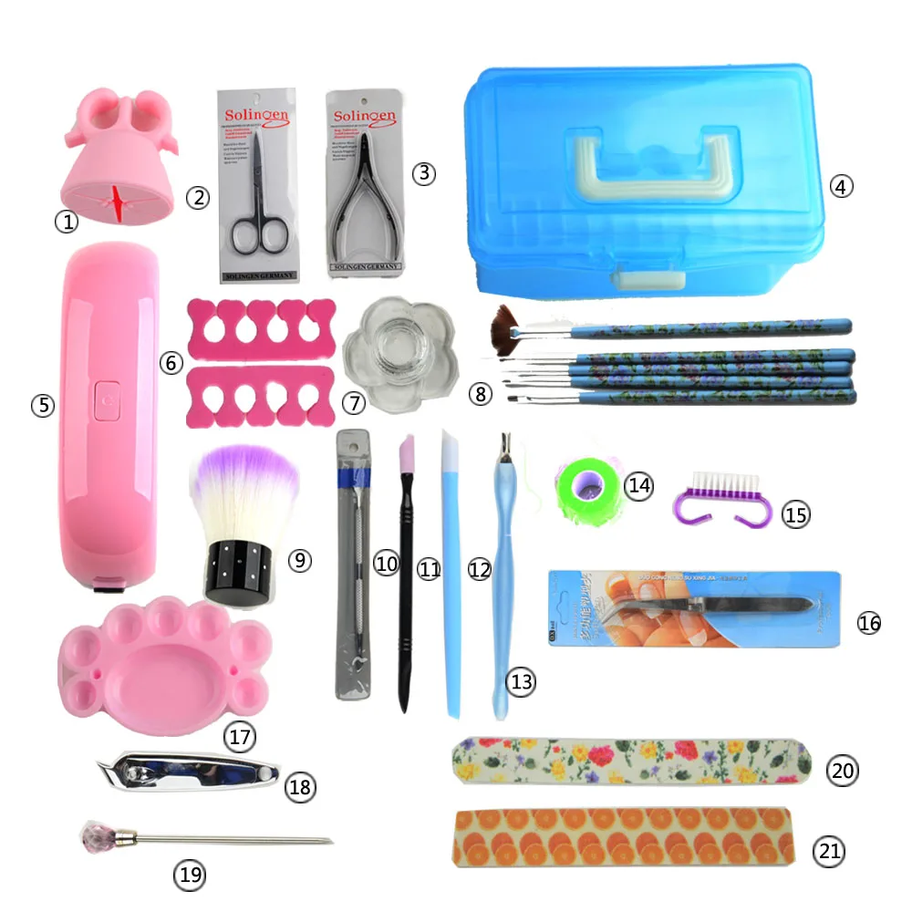 1Set Prfessional Nail Manicure Sets & Kits Nail Lamp With Nail Tools