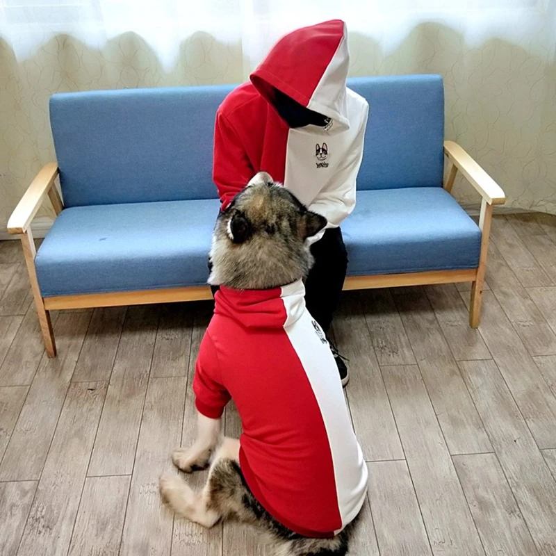 Tide Brand Dog Clothes Pet Puppy Hoodie Parent-Child Outfit French Bulldog Pug Teddy Jacket Coat for Dogs cat Keeping Warm TLC03