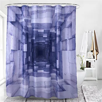 

Beautifully Designed Channel Geometry 3D Digital Printing Shower Curtain Bathroom Bath Curtains Easy Clean Shower Curtain