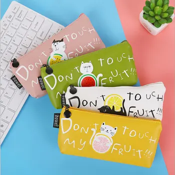 

1x Creative cartoon cat PU pen bag pen bag cosmetic bag of students pencil case kawaii school office stationer supplies