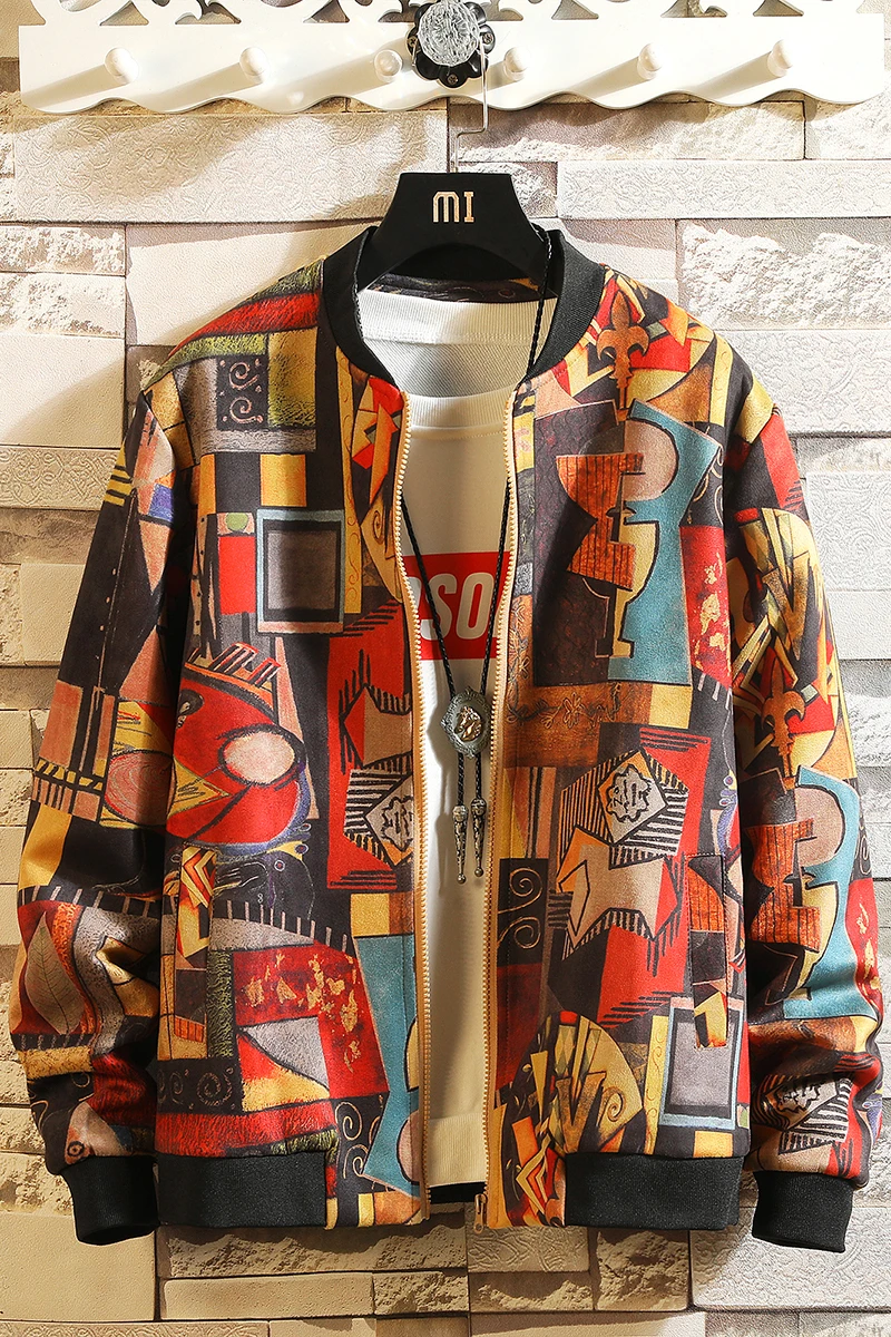 Двусторонняя куртка-бомбер с принтом в японском стиле хип-хоп, мужская одежда, уличная одежда, большие азиатские размеры, M-5XL