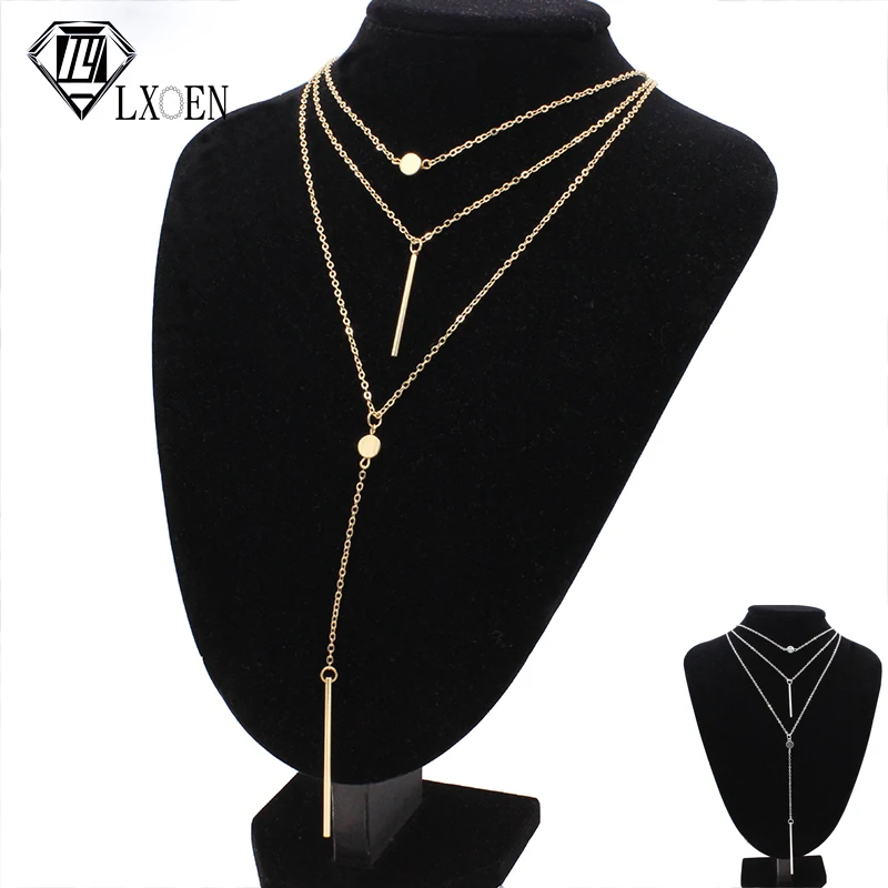 

LXOEN Vintage Chain Chokers Necklaces Fashion Multi Layer Crystal Punk Necklace Statement Bohemian Jewelry for Women Gift