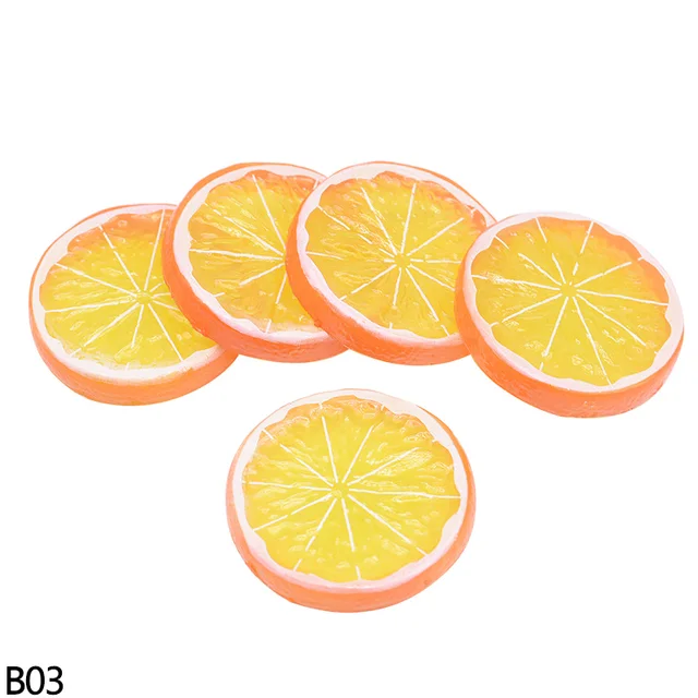5pcs Lifelike Artificial Fruits Polyfoam Lemon Slices Fake Fruit Party Photo Props for Model Party Kitchen Simulate Fruits B03