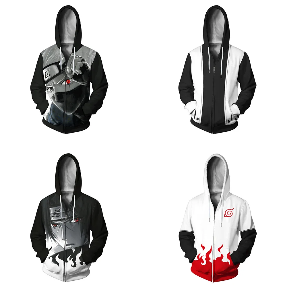 

Anime Naruto Hoodie Sweatshirt Hokage Uzumaki 4th 7th Naruto Uchiha Sasuke Hatake Kakashi Ootutuki Zipper Coat Tops Thin Hoodies