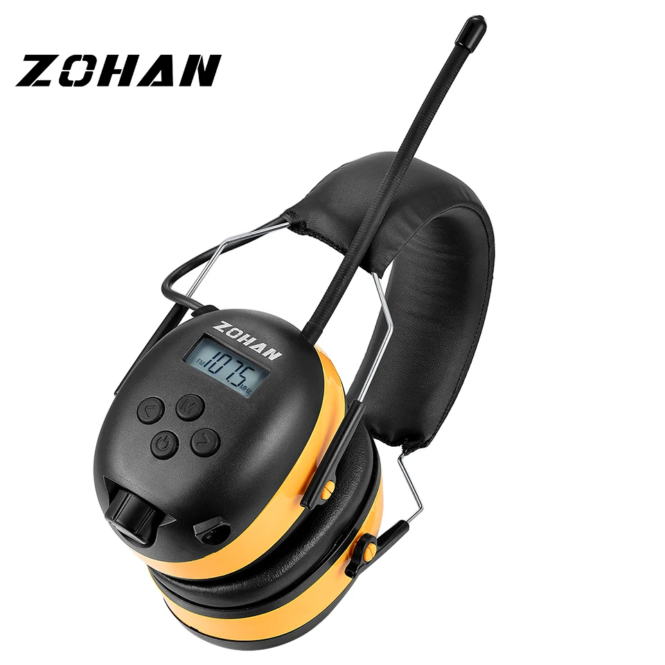 ZOHAN Digital AM/FM Stereo Radio Ear Muffs NRR 24dB Ear Protection for Mowing Professional Hearing Protector Radio Headphone ZOHAN Digital AM/FM Stereo Radio Ear Muffs NRR 24dB Ear Protection for Mowing Professional Hearing Protector Radio Headphone