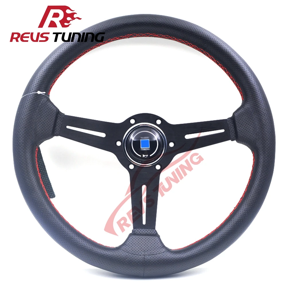 

14'' 350mm Black Real Leather ND Rally Tuning Drift Racing Steering Wheel