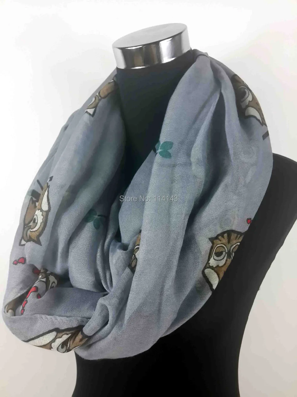 

10pcs/lot Love Owl on Tree Birds Print Infinity Cowl Scarf Women's Gift Accessories Oversize, Free Shipping