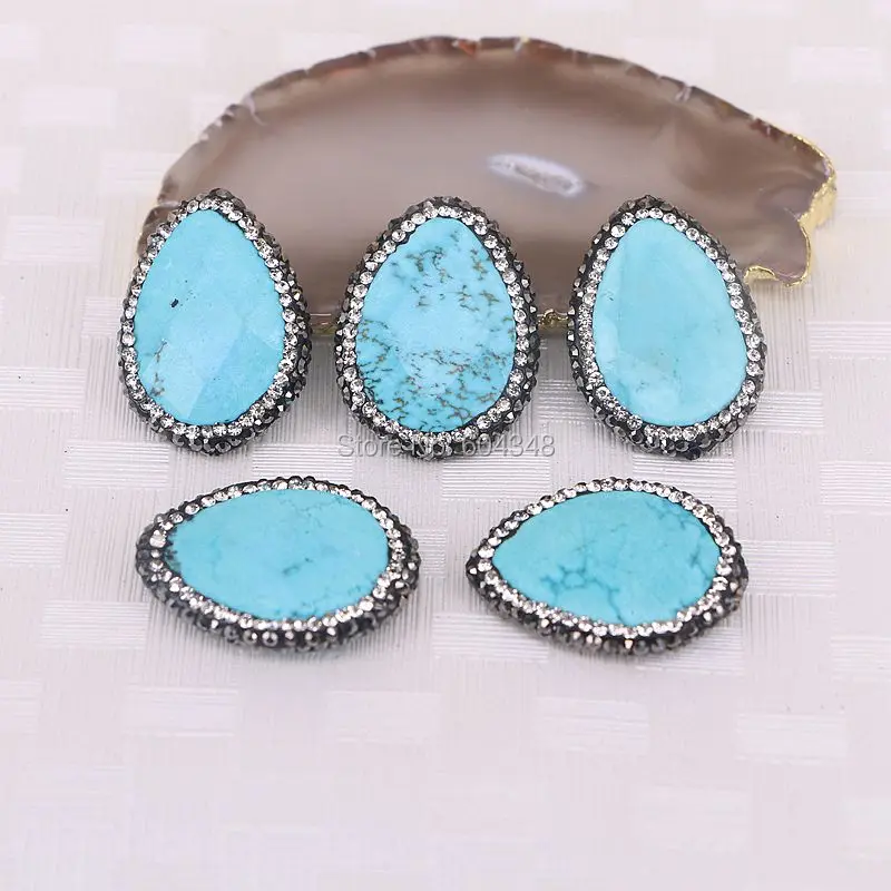 Бусины из камня подвеска с кристаллами драгоценного 5 шт.|stone beads|drop beadsblue stone beads |