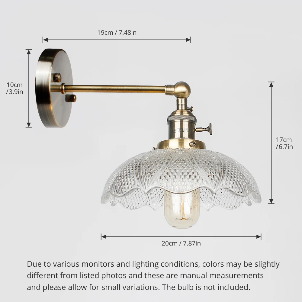 Стеклянная настенная лампа, современный прозрачный Настенный бра, светильник ing, скандинавский настенный светильник, медный настенный светильник, прозрачный абажур, Ретро стиль для спальни