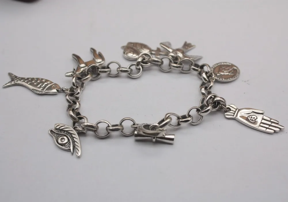 

New Fashion Hot Sterling Silver S925 Bracelet Luck Hanging tag O Chain Charm Bracelet Female Personality Jewelry 7.9''L