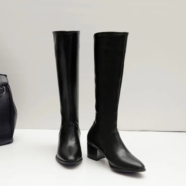 

Big Size 9 10 11-17 boots women shoes boots for women ladies boots Rear zipper solid color medium cylinder