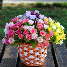 21 голова искусственный Шелковый цветок розы декоративные цветы для свадьбы Вечерние цветы домашний декоративный букет