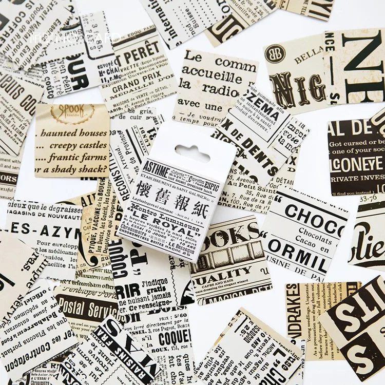 

45 Pcs/lot Nostalgic Newspaper Painting Mini Paper Sticker Decoration DIY Ablum Diary Scrapbooking Label Bullet Journal Stickers