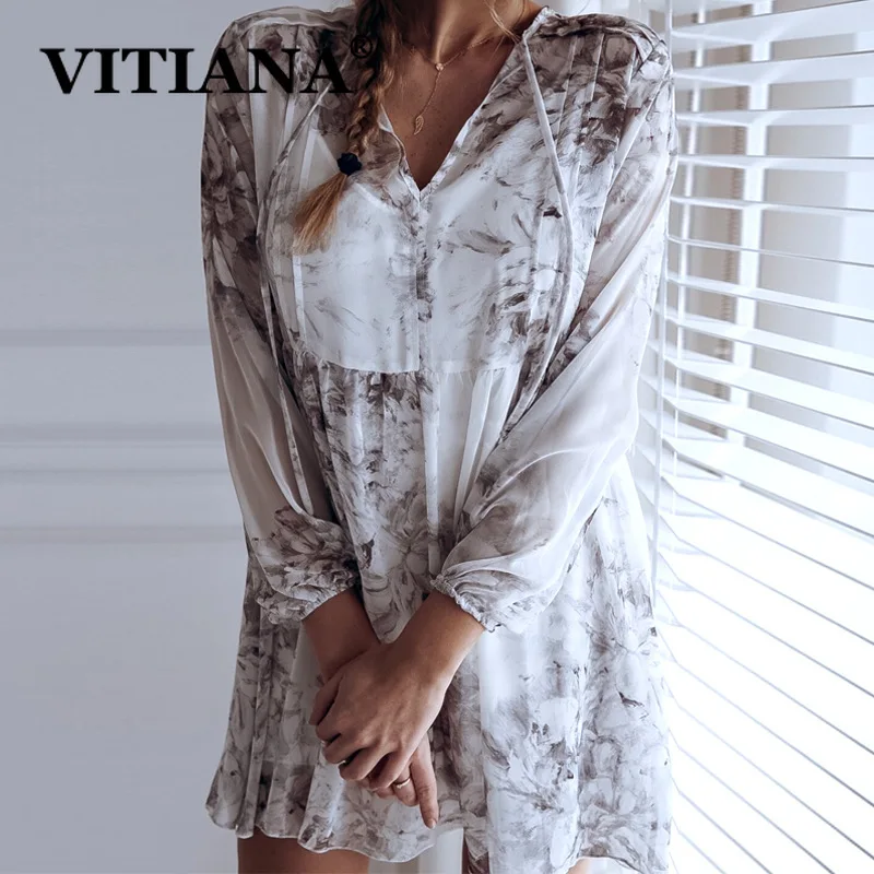 VITIANA Women Loose Chiffon Beach Dress Cool Summer 2019 Female Mesh Through Print Princess Mini Dresses Ladies Casual Sundress VITIANA Women Loose Chiffon Beach Dress Cool Summer 2019 Female Mesh Through Print Princess Mini Dresses Ladies Casual Sundress