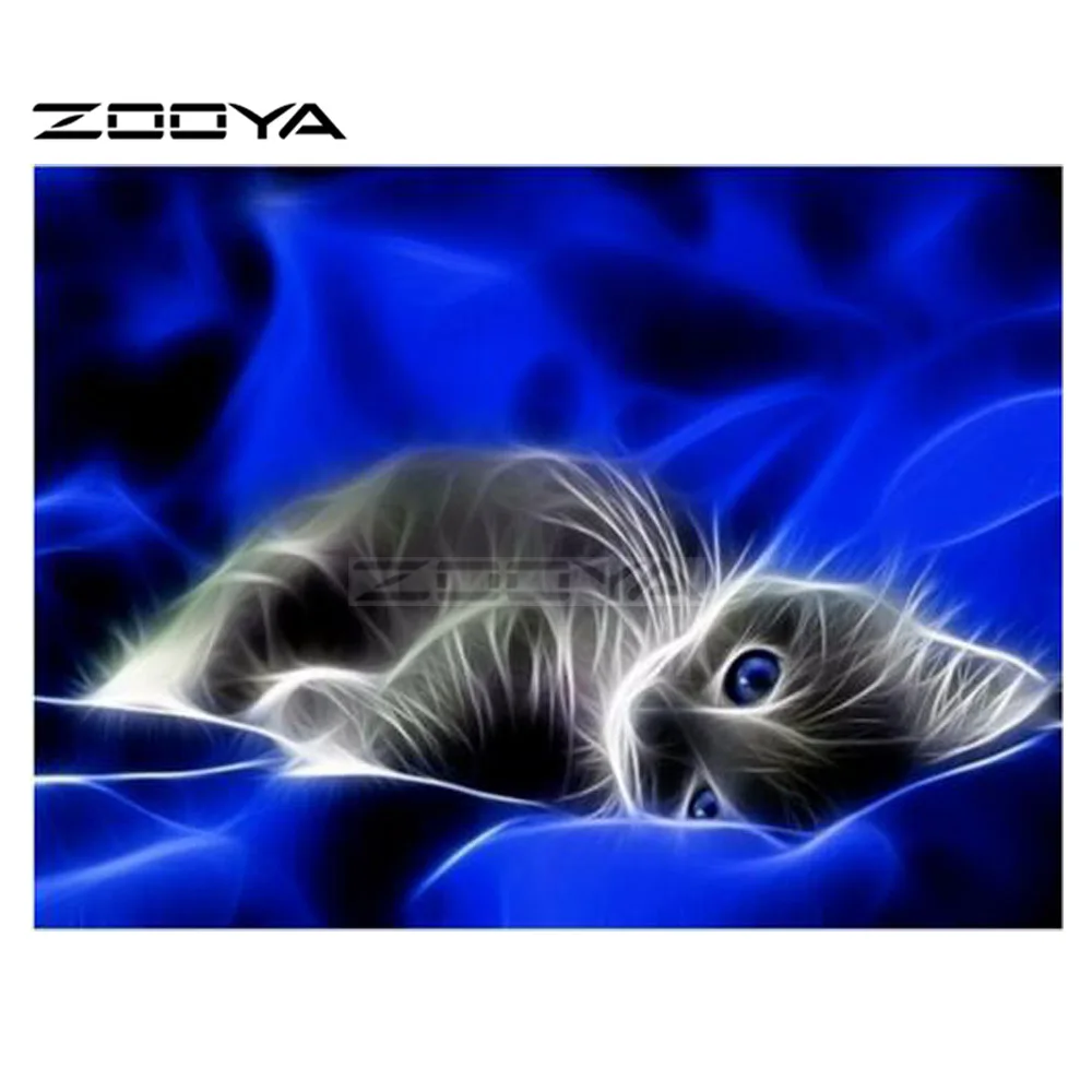 

ZOOYA Sale Diamond Embroidery DIY Diamond Painting Mosaic Pictures Rhinestone Painting Animal Black Cat R2459