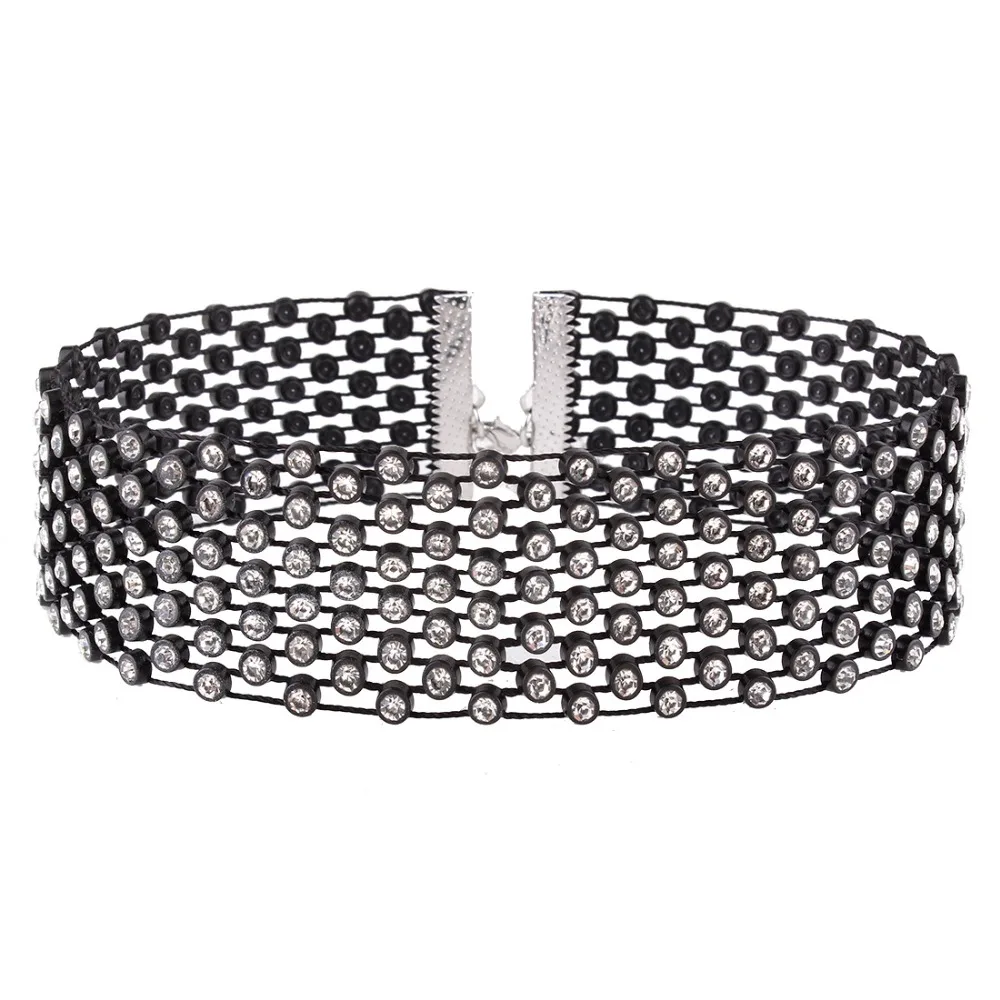

Creative Design Mesh 1pcs/bag Chocker Necklace Inlay Rhinestone Lobser Clasp New Fashion Jewelry for Women Accessories