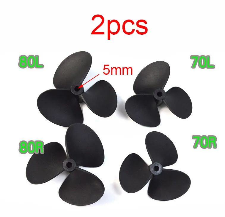 

2 Pcs 70mm 80mm 3 Blades Propeller 5mm Shaft Screw Propellers Black For DIY RC Bait/Feeding Boat Underwater Drone Model