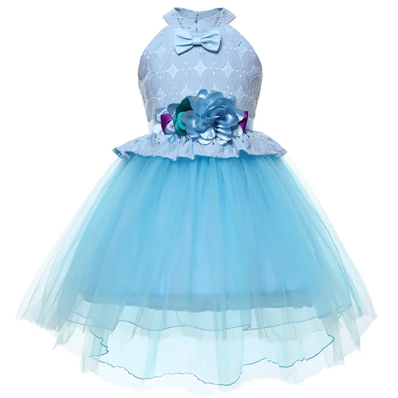 Детские рождественские платья для девочек; элегантное платье принцессы; свадебное платье с цветочным узором для девочек; детское вечернее платье; vestido infantil - Цвет: Blue