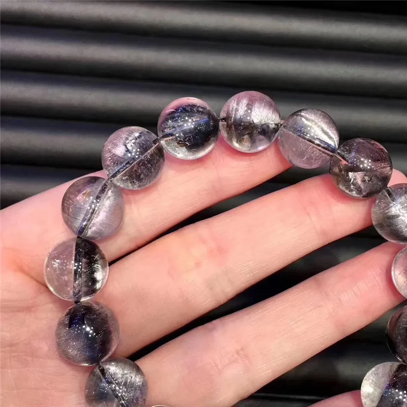 Natural Brookite Platinum Silver Rutilated Quartz Bracelet  (3)