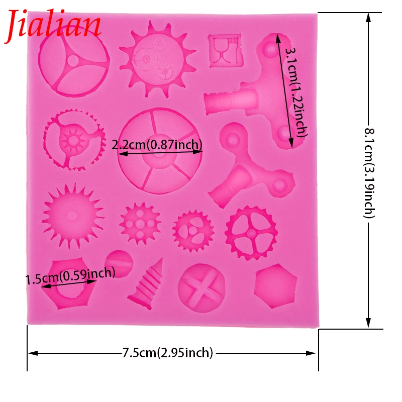 Jialian шестерни и колеса силиконовые формы для помадки шоколад выпечки инструменты для украшения для тортов FT-0576