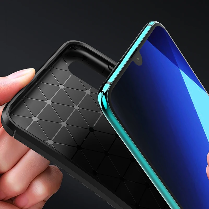 Чехол для Samsung Galaxy A50 A30 Мягкая силиконовая задняя крышка из углеродного волокна A10