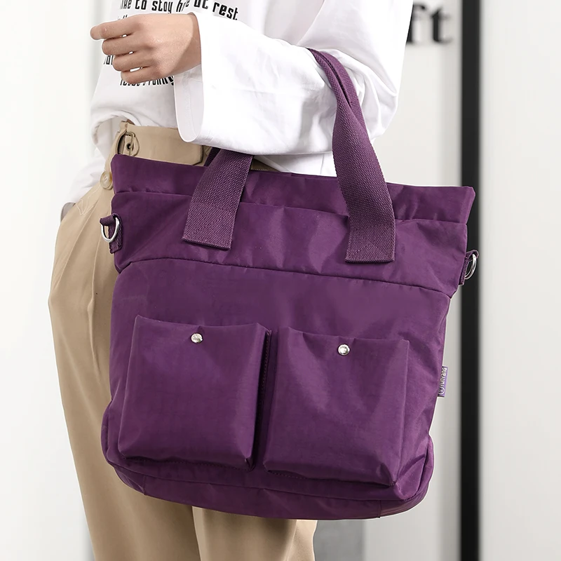 

Multi Pockets Waterproof Women Bags Brand Large Capacity Ladies Handbags Casual Nylon Hand Bags For Women 2019 Solid Sac Femme