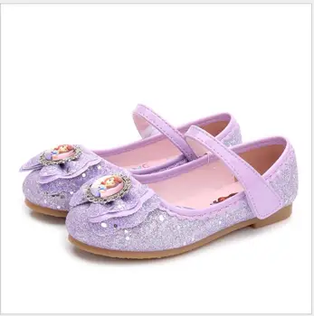 

New Fashion Kids Sandal Lovely Cartoon Sofia Princess Sandals Children Leather Flat Shoes For Girls Crystal Shoes