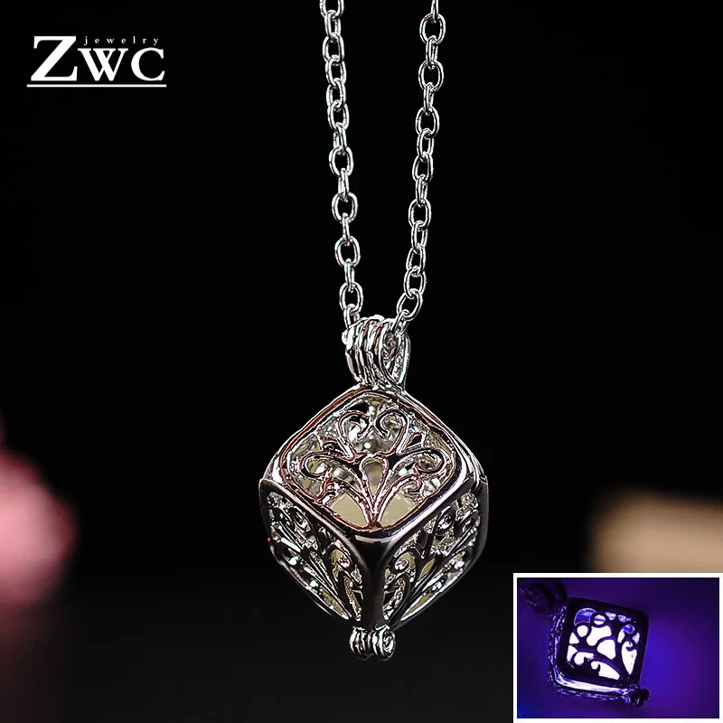 ZWC Модное Новое индивидуальное светящееся ожерелье с Луной для женщин и мужчин, очаровательное полое светящееся металлическое ожерелье из нержавеющей стали, подарок - Окраска металла: Purple 1