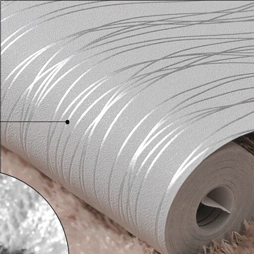 Silver & Grey Textured Stripes Modern Wallpaper - Image 3