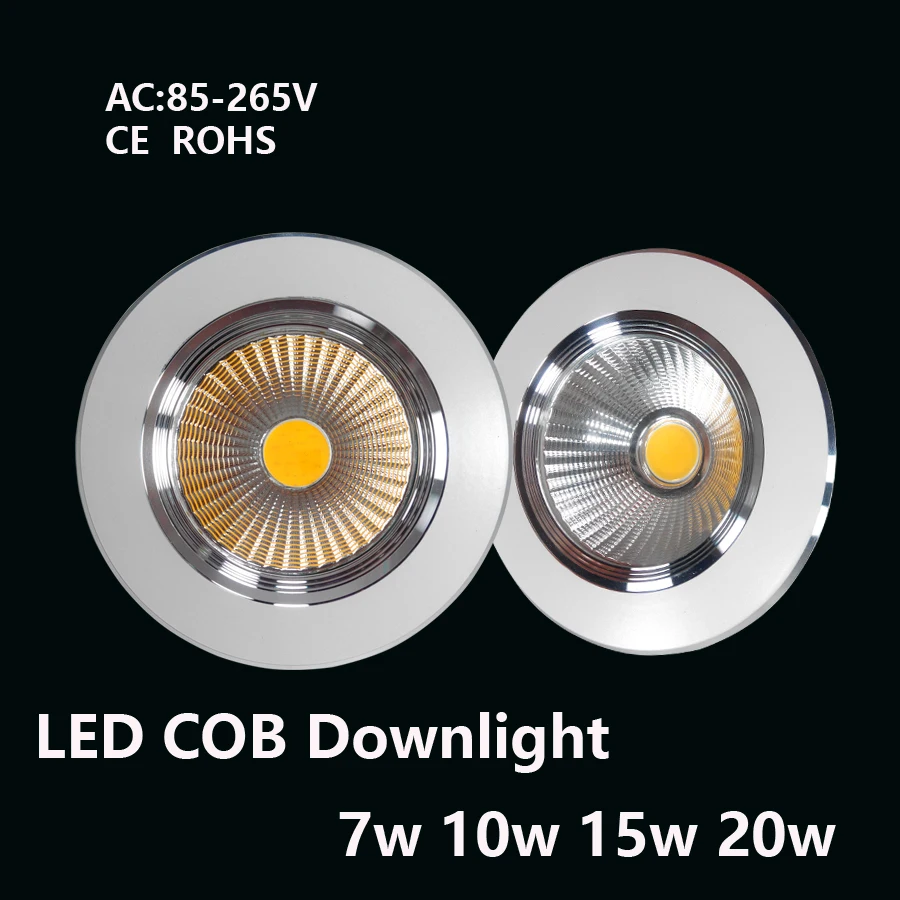 Dimmable LED Downlight 7 w10w15w20w 220 v very bright LED COB chip