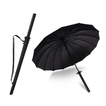 

Drop Shipping Windproof Samurai Sword Sun Rainny Umbrella Ninja-like Straight Long Handle Ribs Manual Open Close paraguas