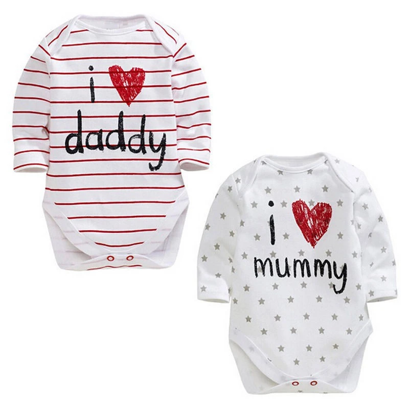 18 Mew Hot I Love Daddy Mummy Summer Bulk Cotton Newborn Baby Boy Girl Long Sleeve Romper Jumpsuit Outfit Clothes 3 12m I Love Daddy Love Daddynewborn Baby Aliexpress