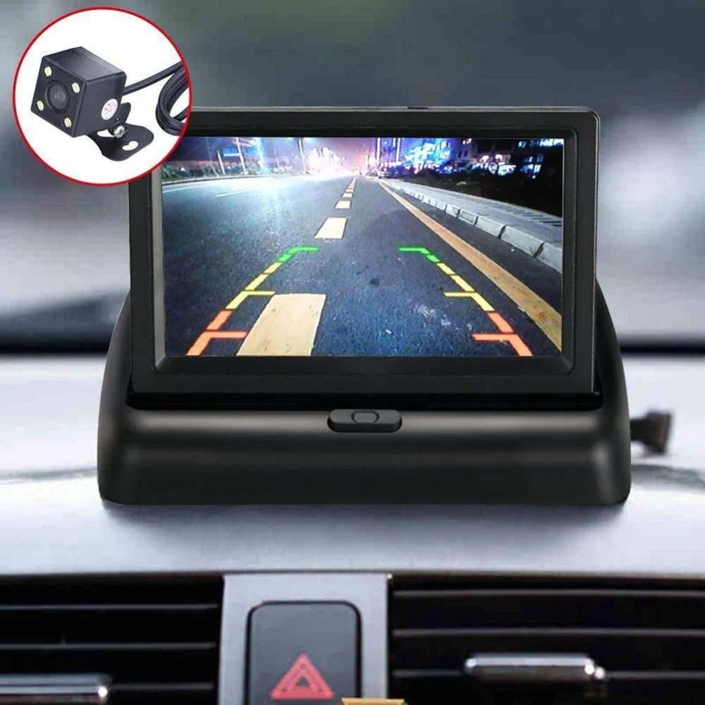 

Car Monitor 4.3 inch Foldable TFT LCD Display Cameras Reverse Camera Parking System for Car Rearview Monitors